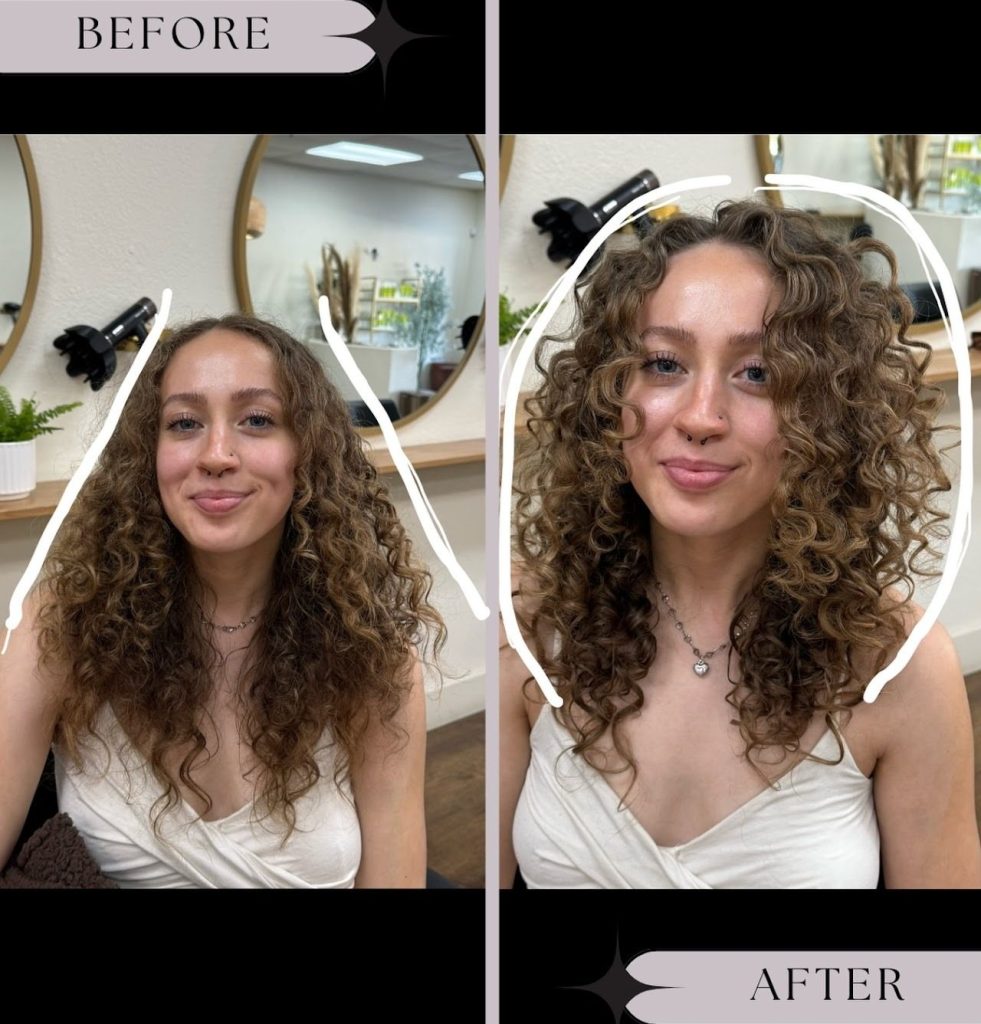 Curls Gone Wild Salon is the top curly hair salon in Gilbert. Led by Melanie brown, a dedicated stylist with a emphasis on education. Offering clients the best curly hair cuts in Gilbert and also teaching clients about maintaining their hair. Gilbert hair salon, Gilbert curly hair cuts, hair salon for curly hair Gilbert, curly hair cut in Gilbert, Gilbert curly hair triangle shape curls, curly hair layers, Gilbert AZ salon